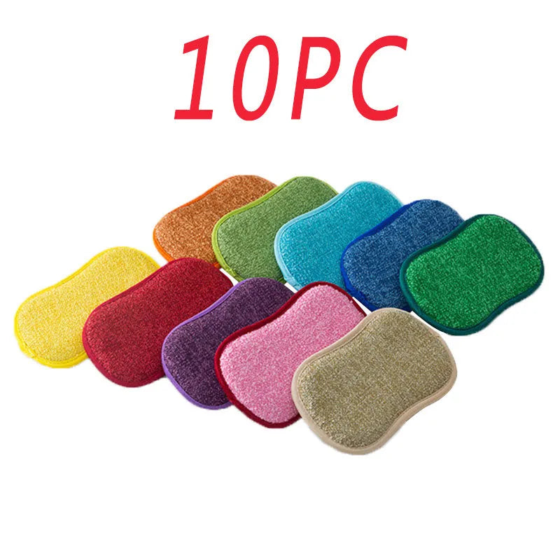 Double-sided kitchen cleaning sponge set 10PCS with scrub and absorbent sides for dish washing and pot cleaning