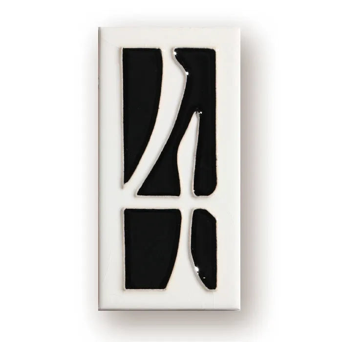 Handmade retro ceramic doorplate with enamel art number, measuring 76 by 152mm.