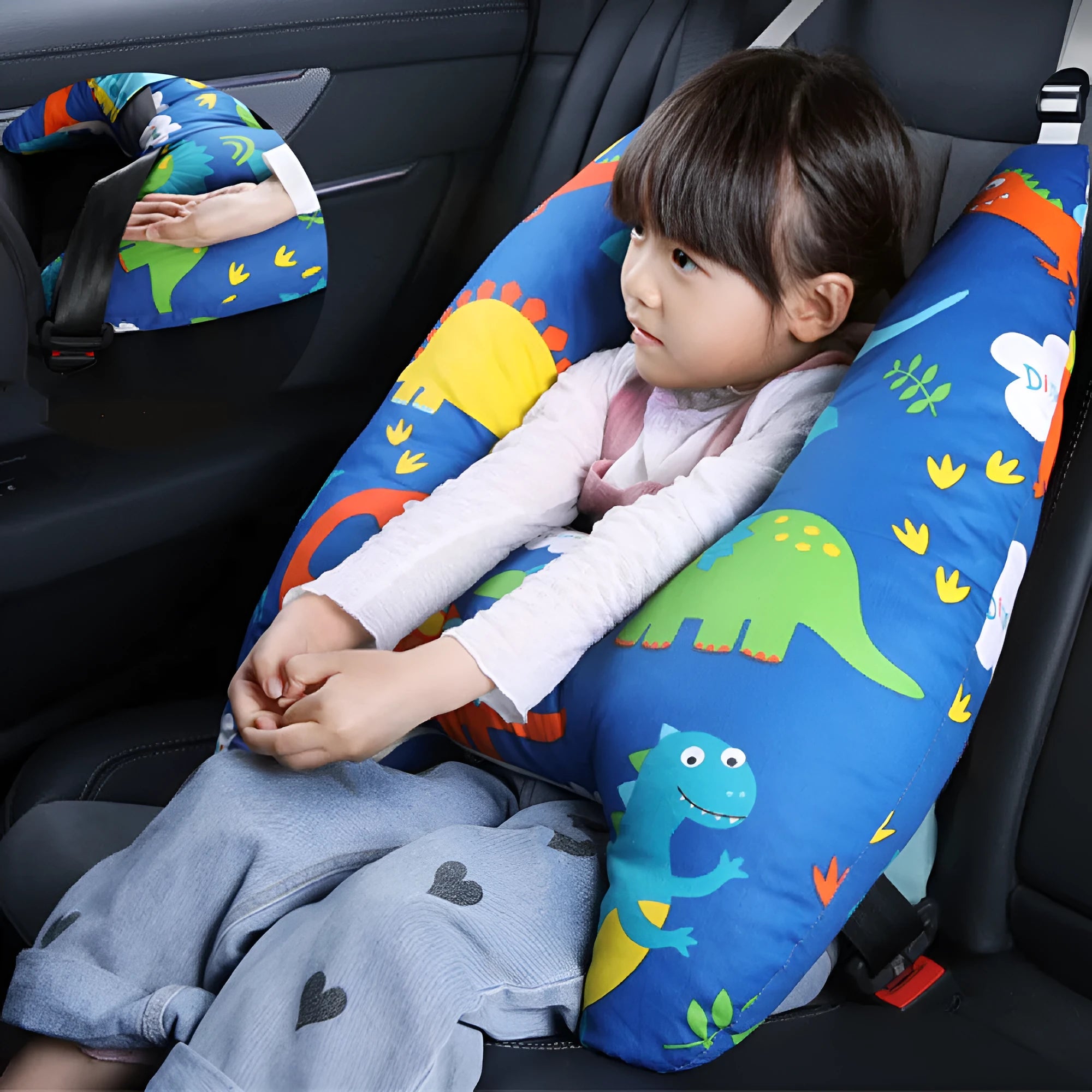 Car headrest pillow for children with pure cotton cover and PP cotton filling, 55x66cm universal fit