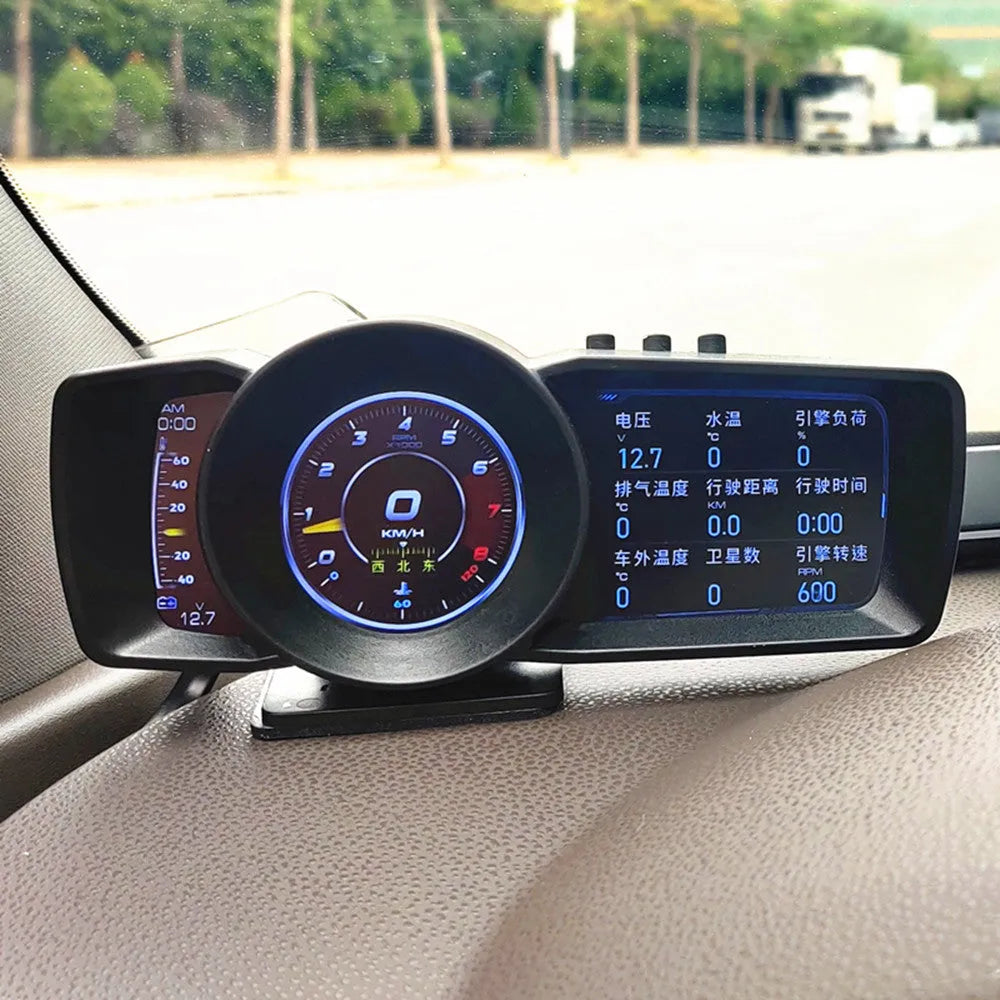 A600 OBDII driving monitor computer with TFT screen showing GPS navigation and vehicle diagnostics display