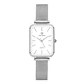 Women's rose gold waterproof quartz watch with alloy case and woven steel strap