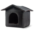 Black outdoor waterproof shelter for stray cats made of Oxford cloth with detachable design