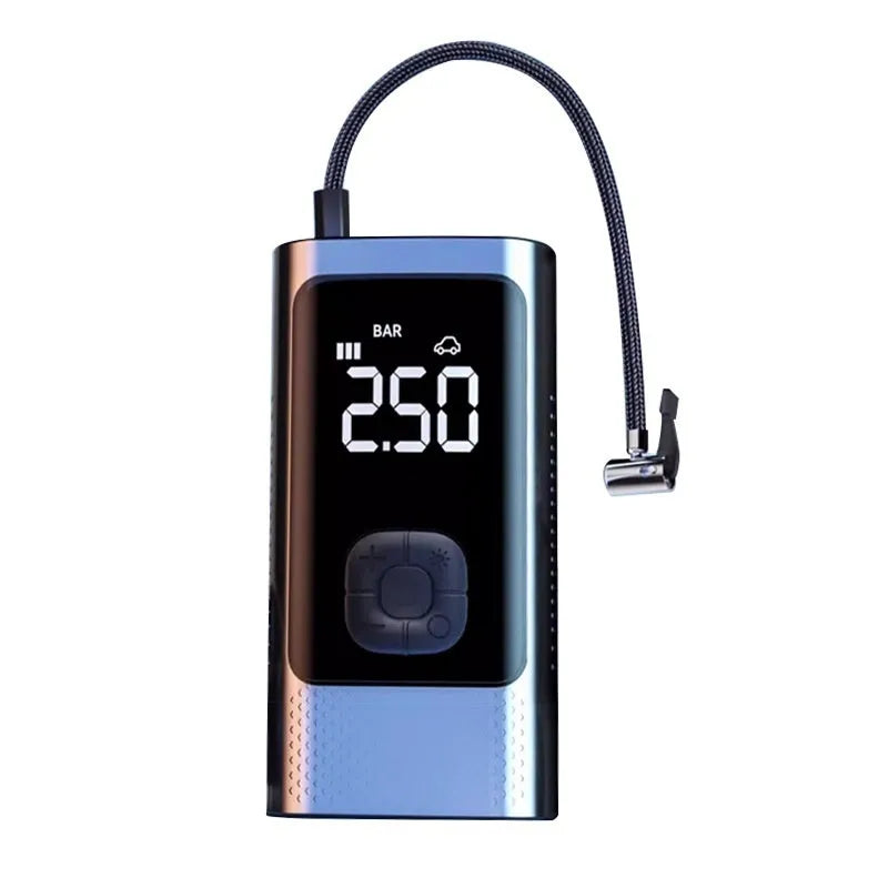 Car mounted wireless inflation tyre inflator ABS rechargeable 45L/min with pressure gauge and 3m power cord
