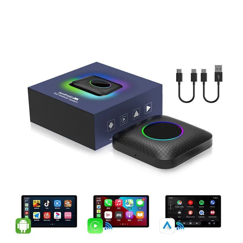 CarPlay wireless conversion box with Android 13.0 system measuring 78.6mm square