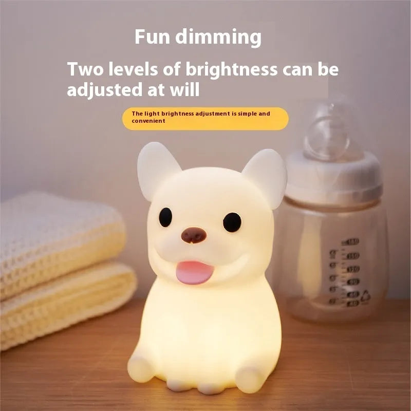 Silicone USB night light with cartoon animal design and dimming function for bedroom ambience