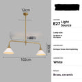 All copper American retro linear chandelier with warm LED light over kitchen island, aluminium lampshade option