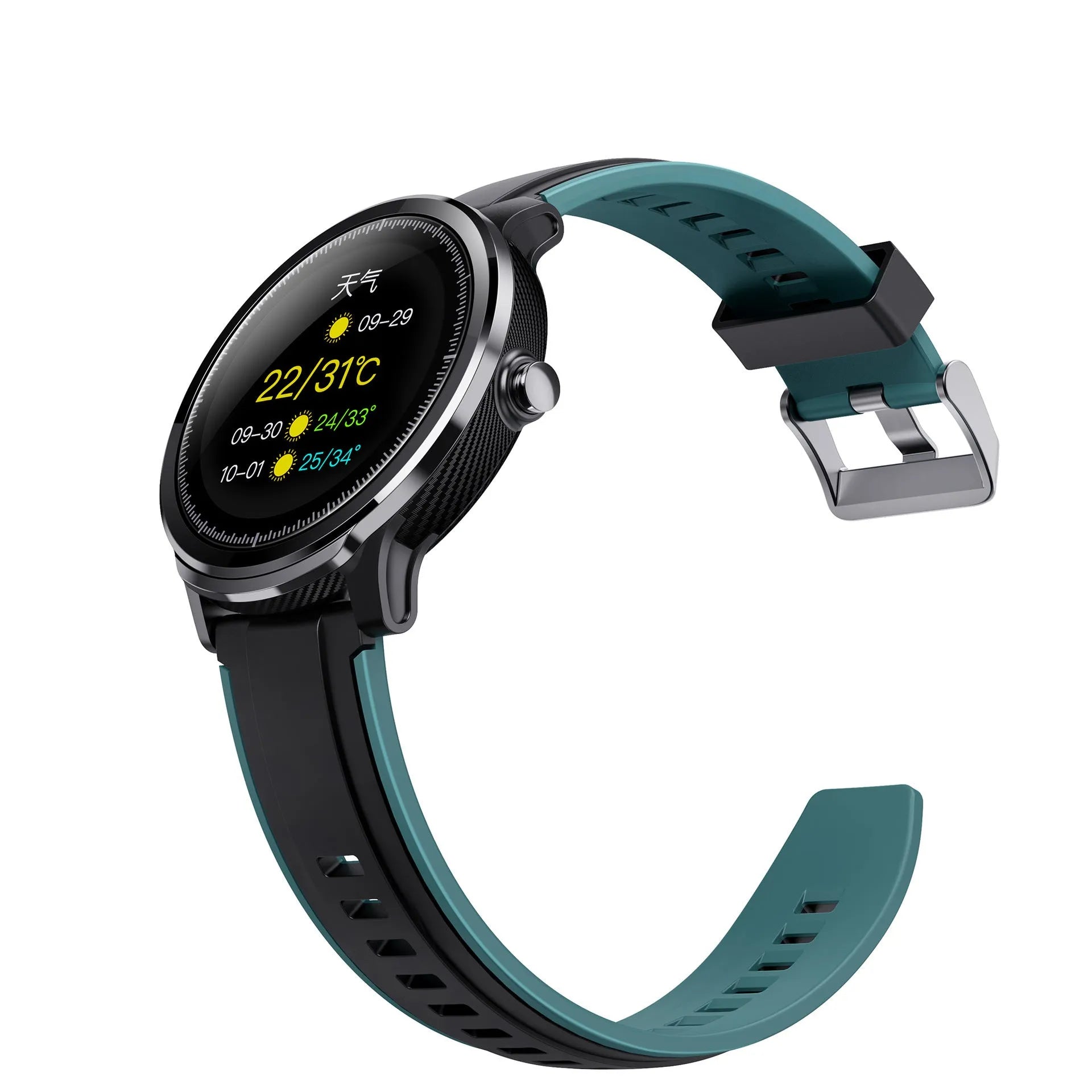 Kospet PROBE 1.3 inch smart watch in green or red colour with silicone strap