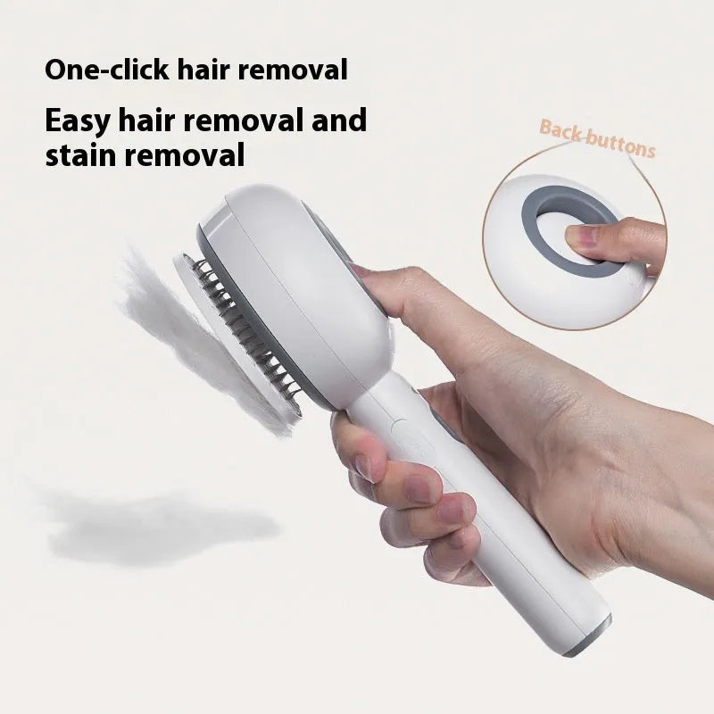 Pet spray comb for cat grooming in lollipop shape with soft essence bottles, White colour option shown
