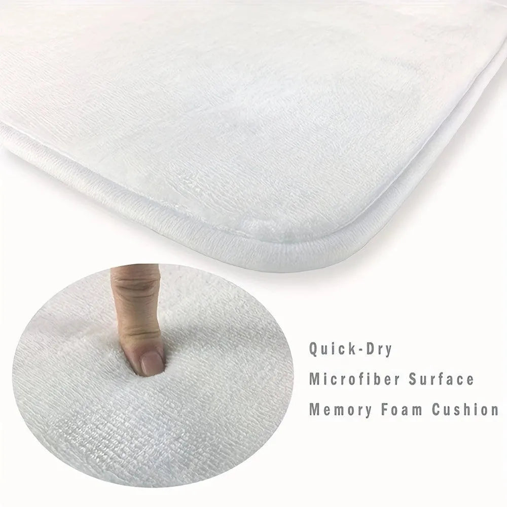 Square polyester carpet with digital printed flannel flocking design measuring 45cm by 75cm