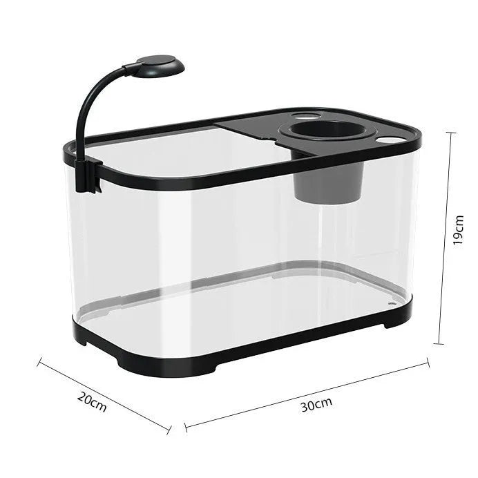 Desktop smart fish tank with ecological filter system in luxury black finish