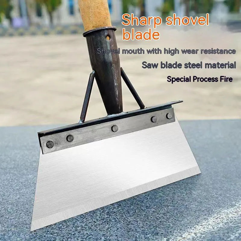 Manganese steel thickened cleaning shovel with tool steel construction in five size options