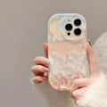 Cloud flower sea TPU phone case for iPhone, cream shell white, floral spray-printed, all-inclusive design