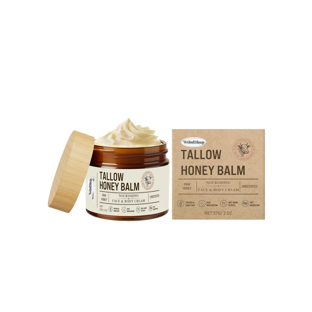 Jar of Tallow Honey Skin Repair Moisturising Cream, 57g net content.
