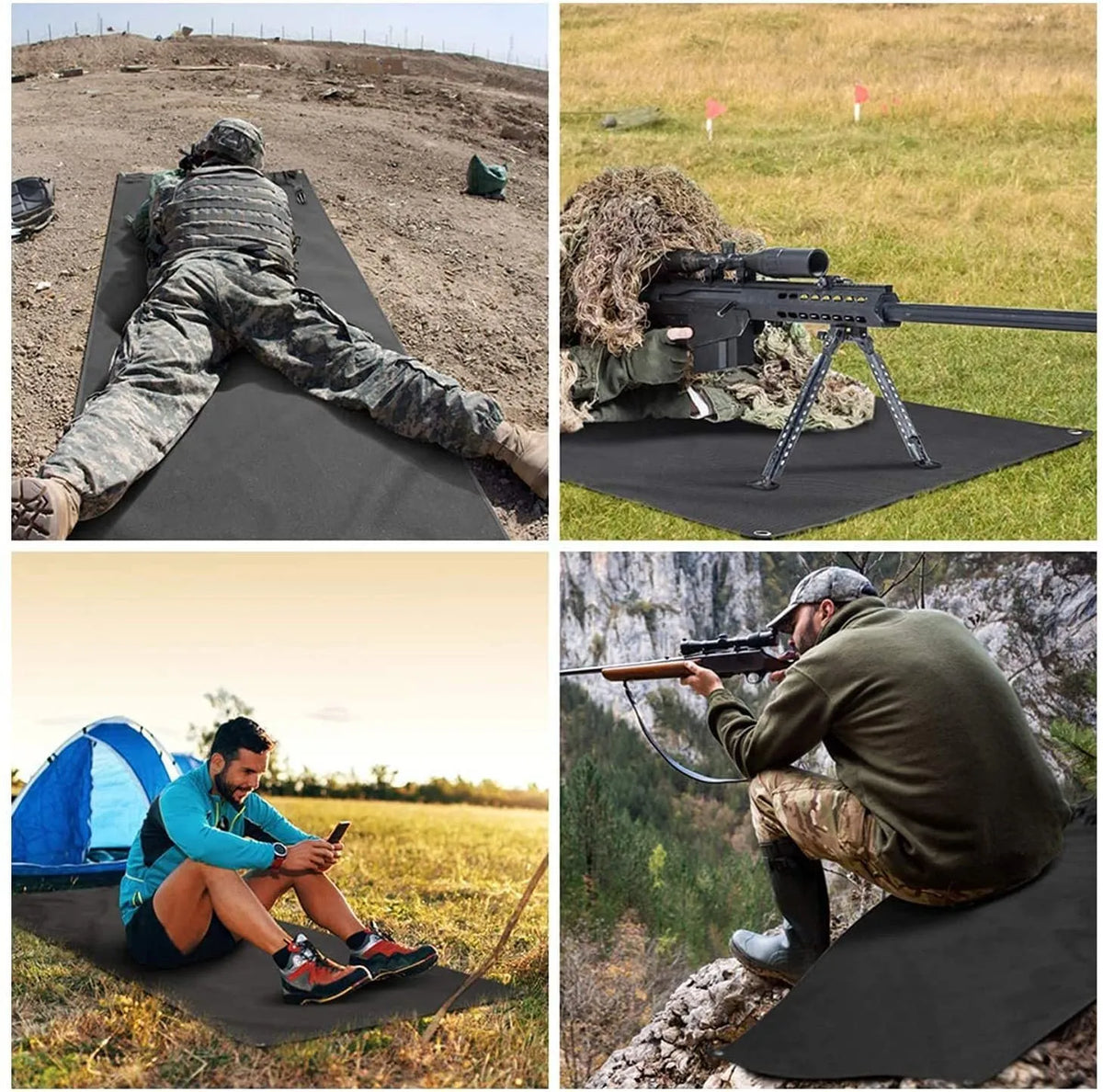 Tactical shooting mat in army green, waterproof Oxford cloth, 200 x 75cm single person size for prone shooting