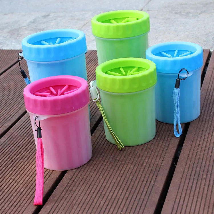 Blue silicone and PP plastic dog footwash bucket for small dog bathing