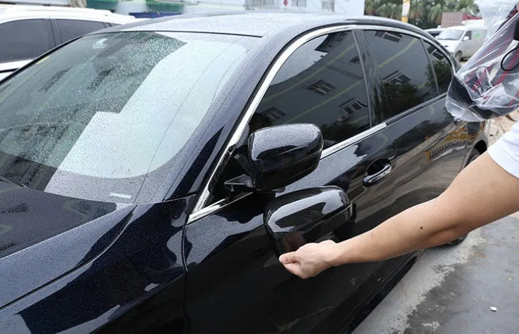 ABS wing mirror covers for BMW 5, 6 and 7 Series in carbon fibre pattern or piano black, 2-piece set