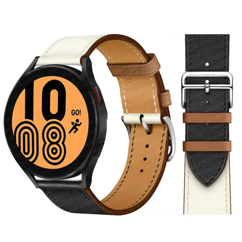 Microfiber single ring leather watch strap in brown with straight buckle, 20mm width