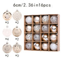 Plastic Christmas ball decoration set with electroplated painted pendants, 6cm full coloured drawing ball, and cowhide box.