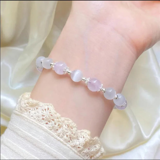 Opal amethyst crystal moon bracelet larger than 20mm with handmade freshly baked elements