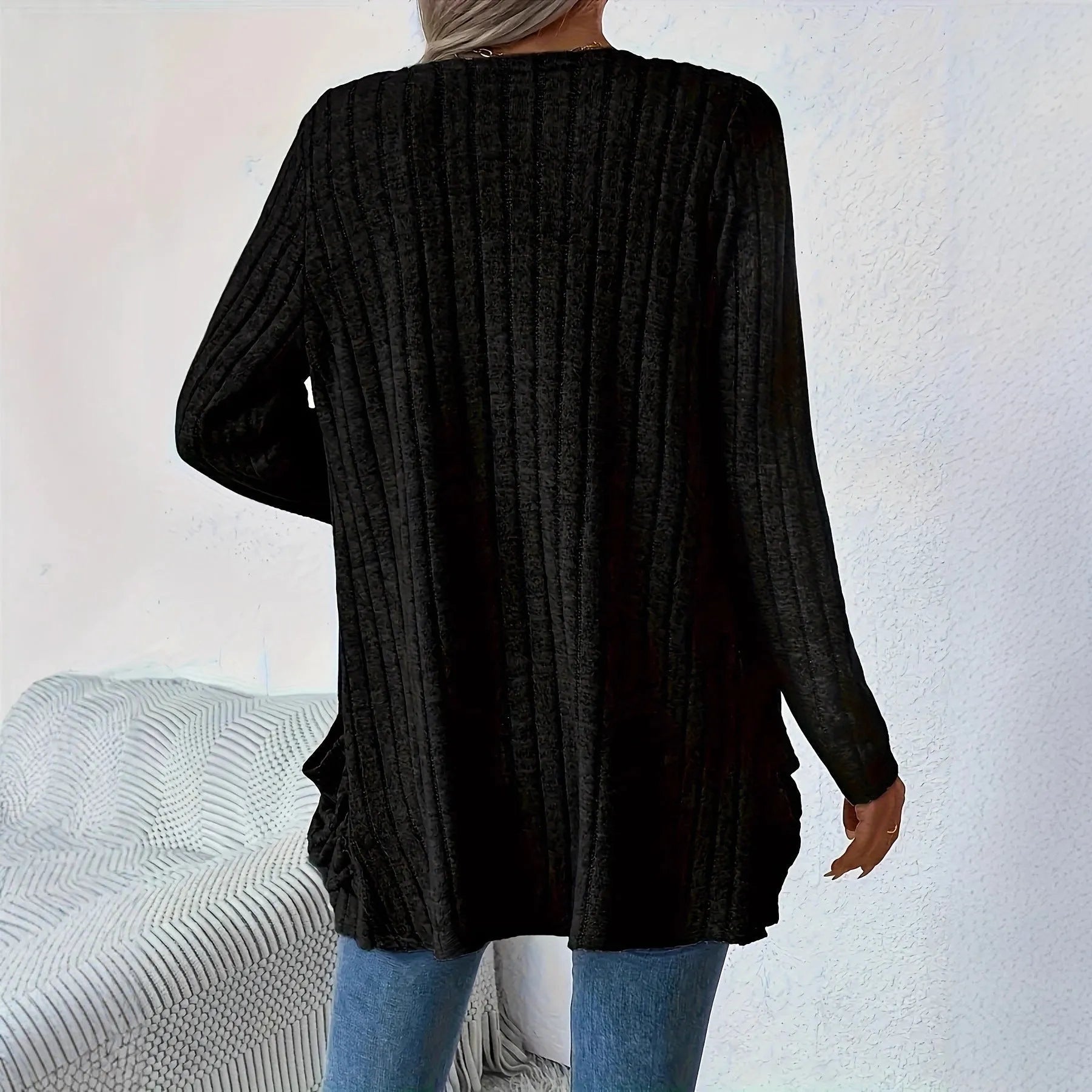 Solid colour long sleeve cardigan in loose fit available in extended sizes 1XL to 5XL