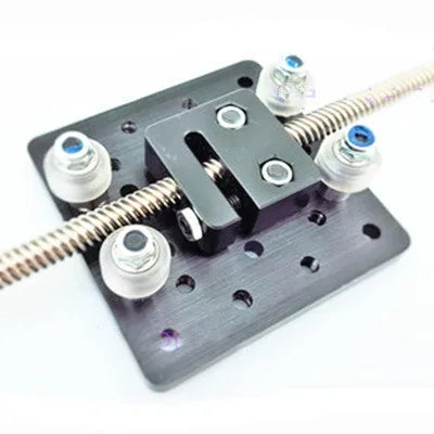Black POM anti-backlash nut block with TR8x8 thread, T12 x 33 x 34 mm, for 3D printer and OpenBuilds.