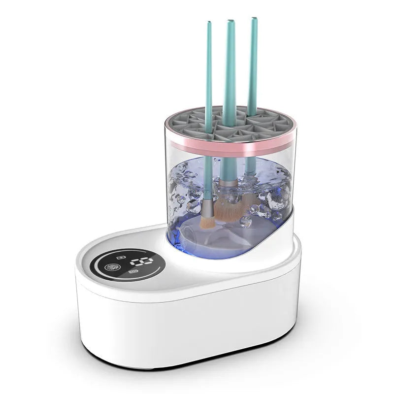 HZ-008 automatic electric makeup brush cleaning and drying station with silicone bowl.