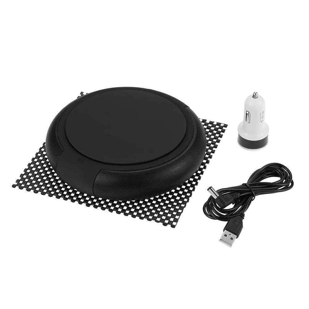 Portable car air purifier in black and white, ABS plastic, 155x42mm, USB powered, negative ion technology