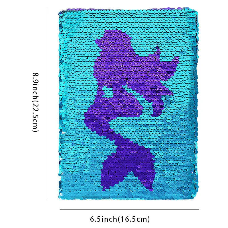 Cartoon fishtail pearl plush children's notebook with lock, rabbit hair cover, 80 sheets of 70g Dorian paper, six colours