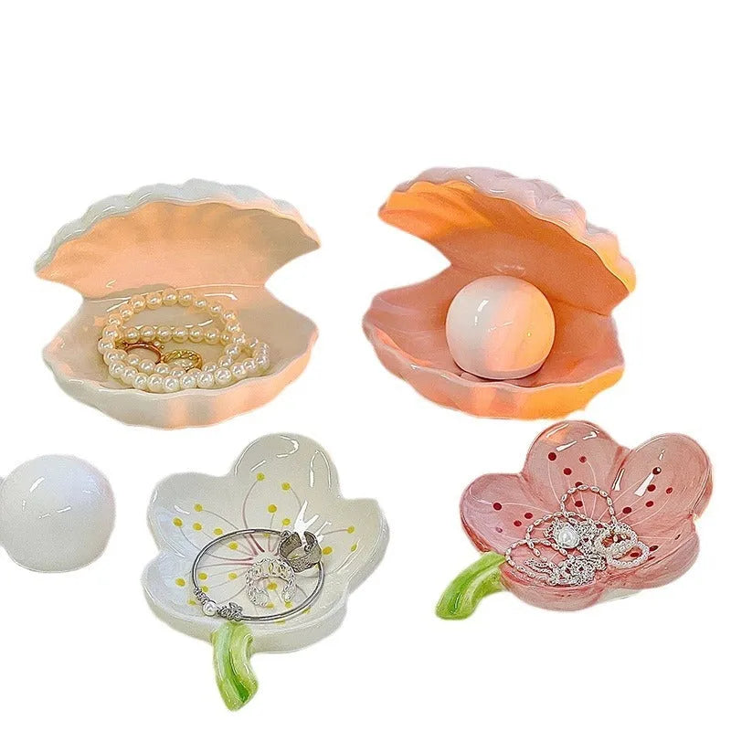 Yellow white porcelain storage tray with optional night light in modern simplicity style