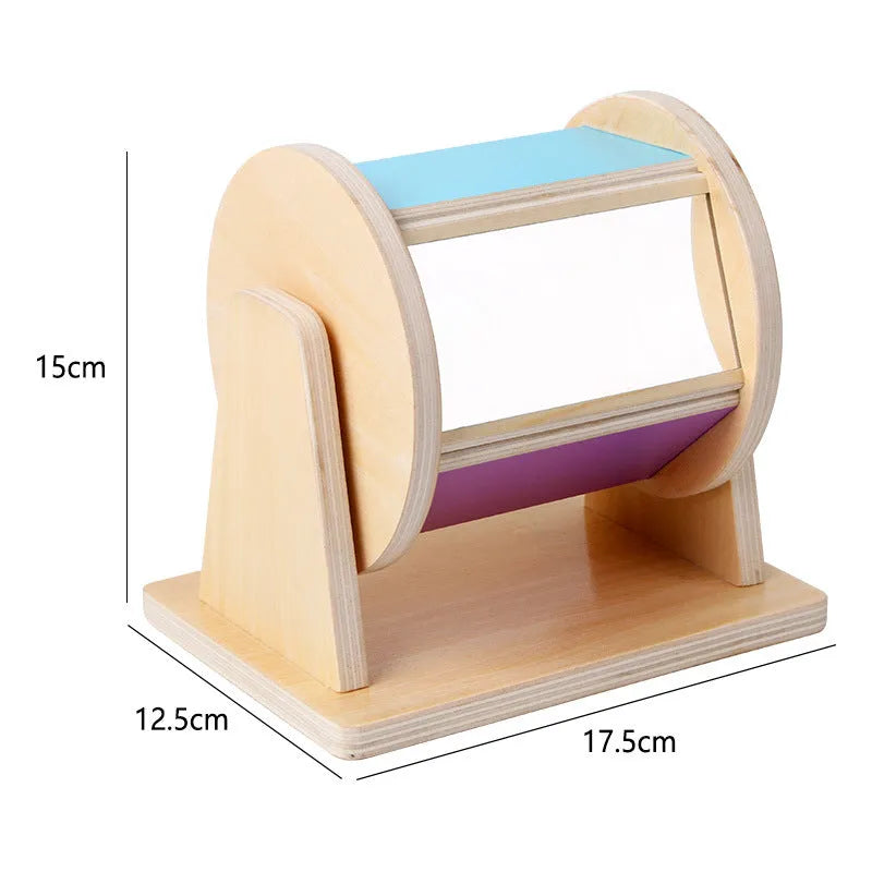 Wooden five-sided textile drum for infants aged 0-3 years, 17.5 x 15 x 12.5 cm, 042 colourway