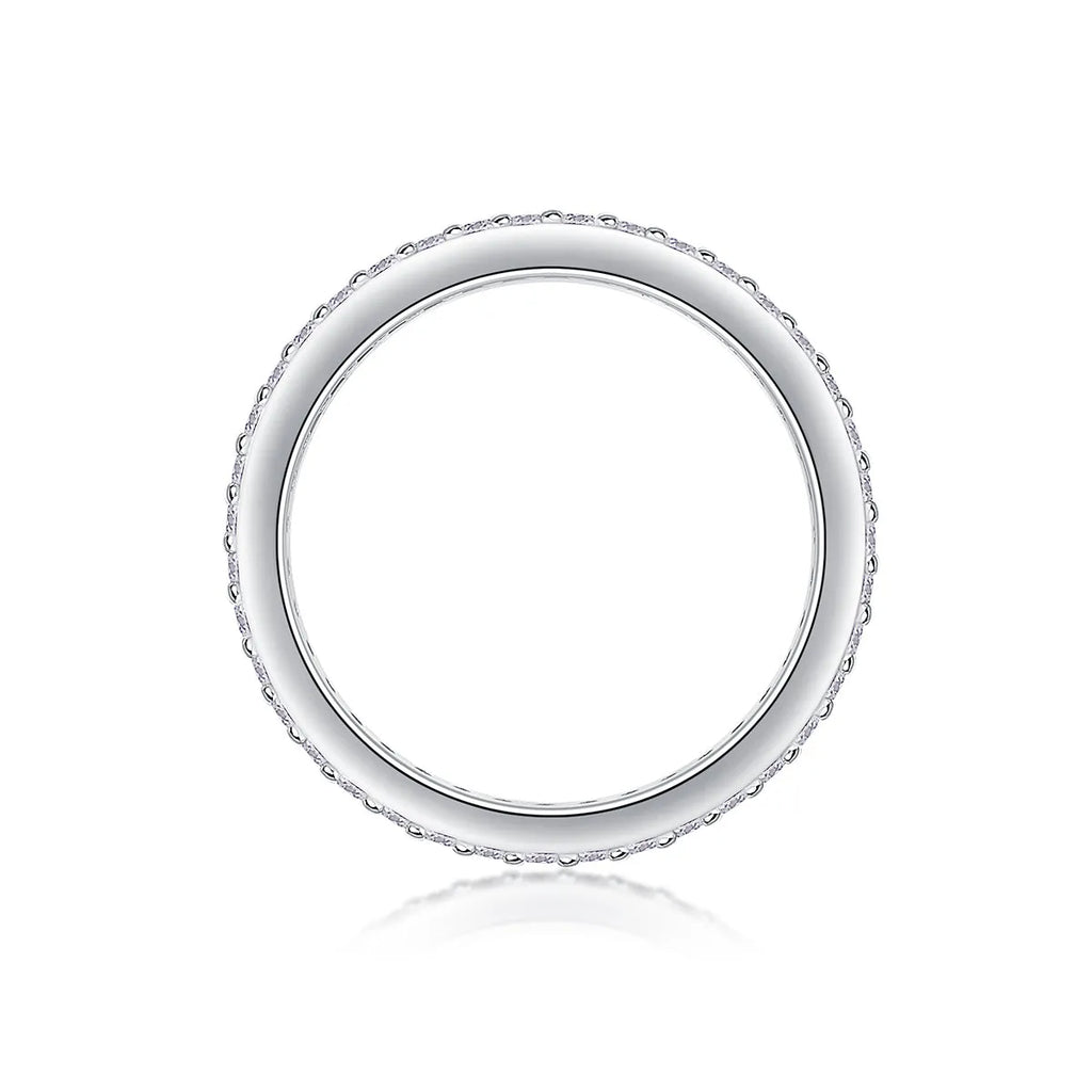 Starry River wedding ring set with moissanite stones in platinum-plated S925 silver, gift box, and GRA certificate