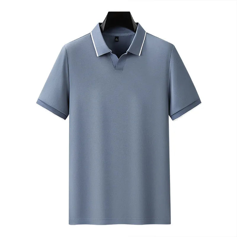 Men's cotton blend lapel polo shirt in multiple colour options with short sleeves