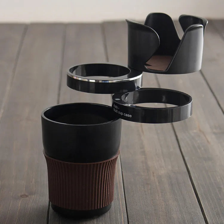 Car cup holder organiser with adjustable phone navigation bracket in multiple colours