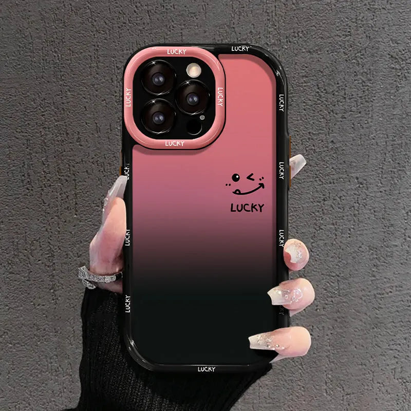 Acrylic fine hole phone case with drop protection for iPhone and Huawei smartphones in cream shell with black design