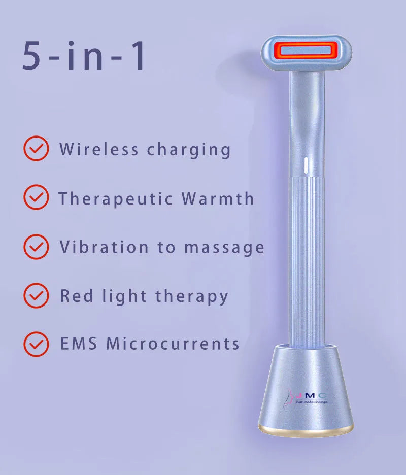 360 degree rotary eye massage wand with red LED light and microcurrent in purple colour