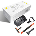 Car snow plough shovel set with ice and snow brush, telescopic rod, handle, frost scraper, icing spatula and plastic shovel