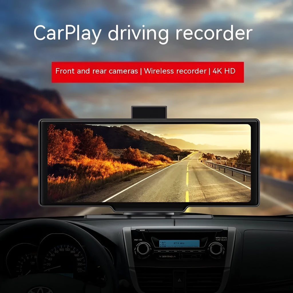 10.26-inch black car multimedia player with wireless CarPlay on dashboard