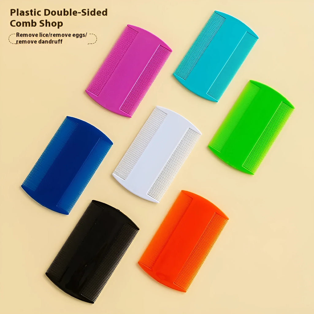 A white plastic double-sided fine-toothed flea comb for pets and humans.