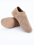 Camel coloured Latin dance shoes with cotton and mesh uppers and leather soles