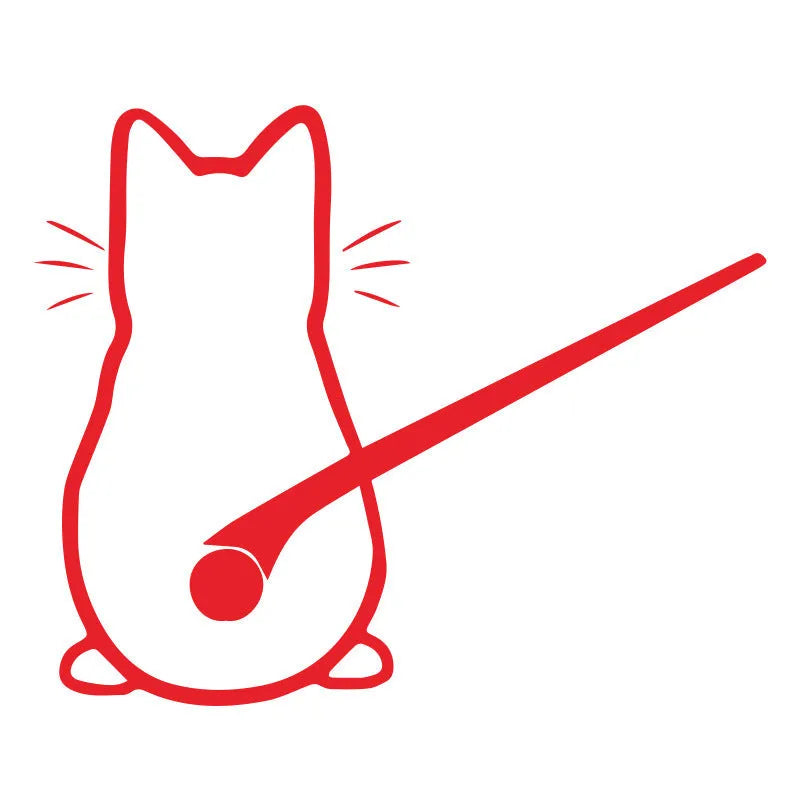 Cartoon cat rear wiper sticker in reflective PET, 35cm x 25cm, available in black, white, red, or yellow