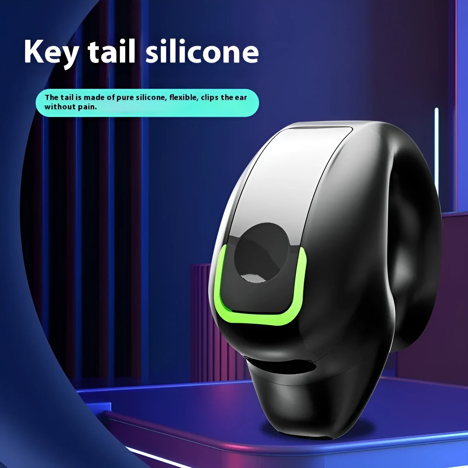 Bluetooth sports stereo headset with clip-on silicone design in black