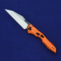 Black folding fruit knife with D2 steel blade and aluminium handle for camping and kitchen use