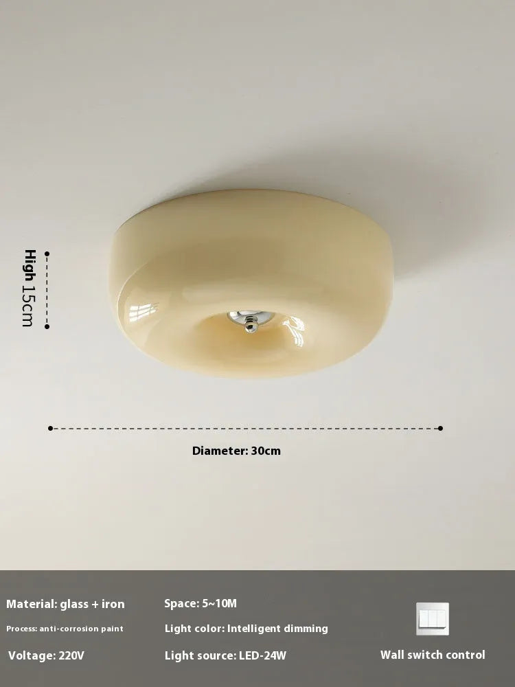 Cream coloured American antique style bedroom ceiling lamp with a three-colour light.