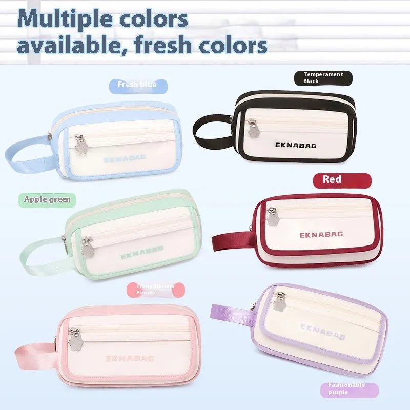 Large capacity Oxford cloth stationery bag in Korean style with school supplies inside