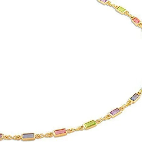 Geometric crystal necklace with electroplated alloy chain and glass pendant in random colours
