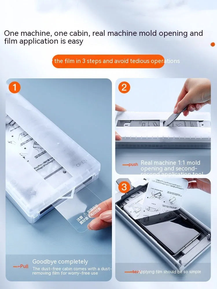 Tempered glass screen protector for iPhone 13 and 14 models, transparent front film with dust free mounting and no white edges.