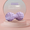 Blue, green, pink, and purple 6cm TPR massage balls, showing both sphere and peanut ball shapes.