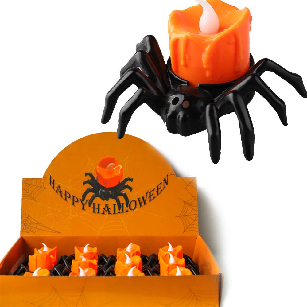 Halloween plastic spider candlestick ornament with battery operation