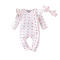 Cotton baby girl romper long-sleeved plaid jumpsuit in pink for spring autumn