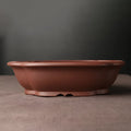 Handmade purple clay bonsai basin with classical Chinese styling measuring 25×20×7cm